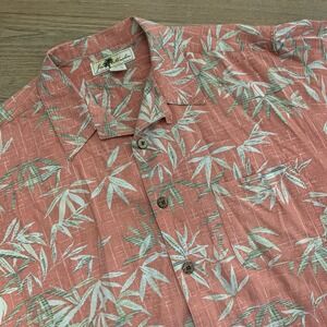 Joe Marlin Hawaiian Shirt‎ Men's Size XL Coral Salmon Boat Beach Summer Cotton